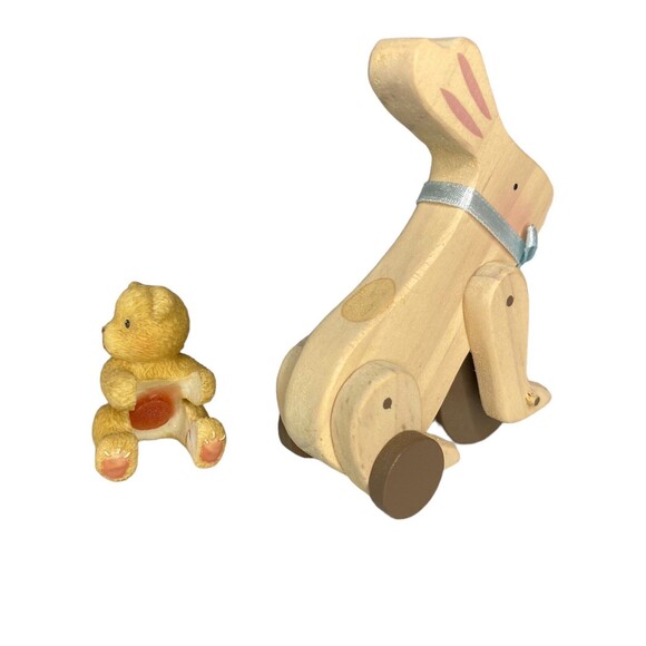 1999 Cherished Teddies Antique Toy Bunny w/Bear Removable Figurine New #537187 - Picture 10 of 11